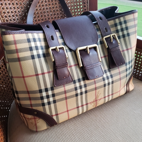 Burberry Handbags - Burberry Haymarket Check Satchel Iconic Luxury Bag Medium Size Pre-loved
